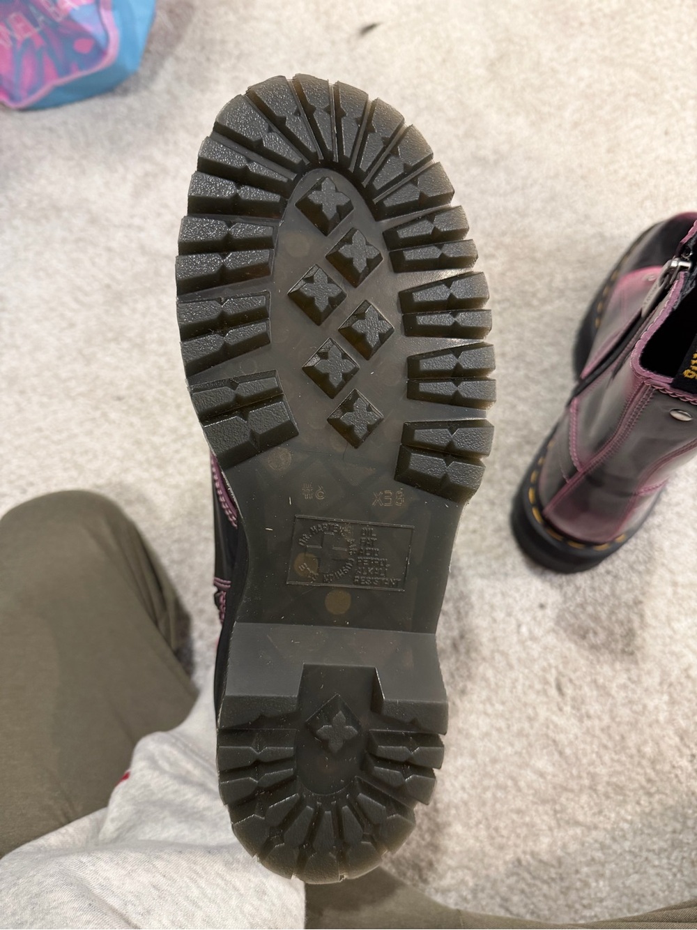 Dr. Martens Black & Pink Glossy Platform Combat Boots. Like new. Size 8. - Picture 8 of 8